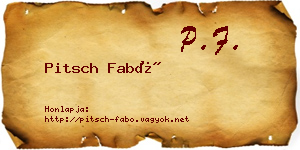 Pitsch Fabó névjegykártya